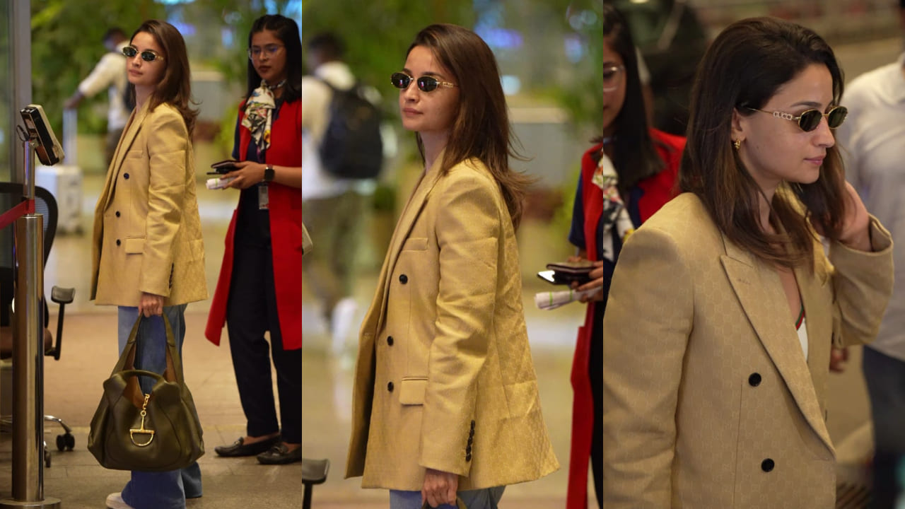 Cannes Film Festival 2025: Alia Bhatt repeats top and pairs it with Rs 3,00,000 Gucci bag, sunglasses for airport look. PC: APH Images