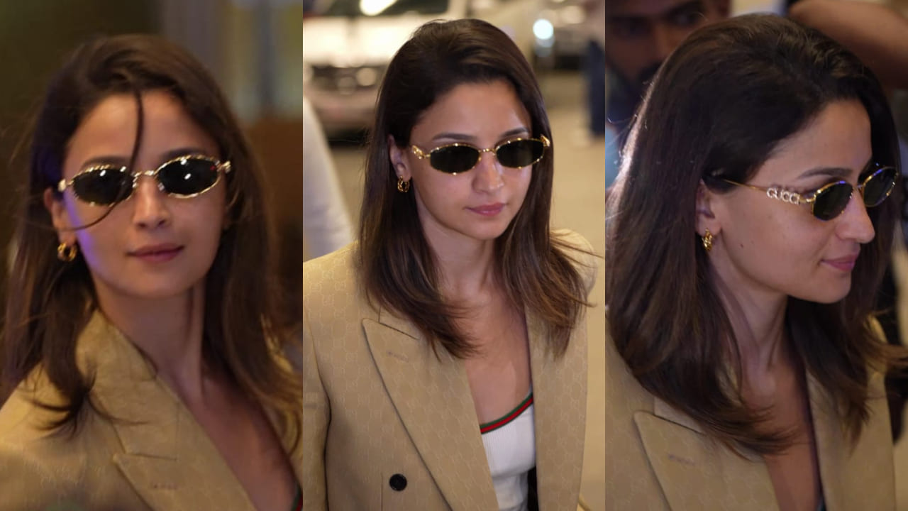 Cannes Film Festival 2025: Alia Bhatt repeats top and pairs it with Rs 3,00,000 Gucci bag, sunglasses for airport look. PC: APH Images