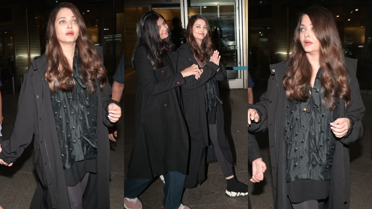 Aishwarya Rai Bachchan and Aaradhya serve mother-daughter goals as they twin in black outfits at Mumbai airport