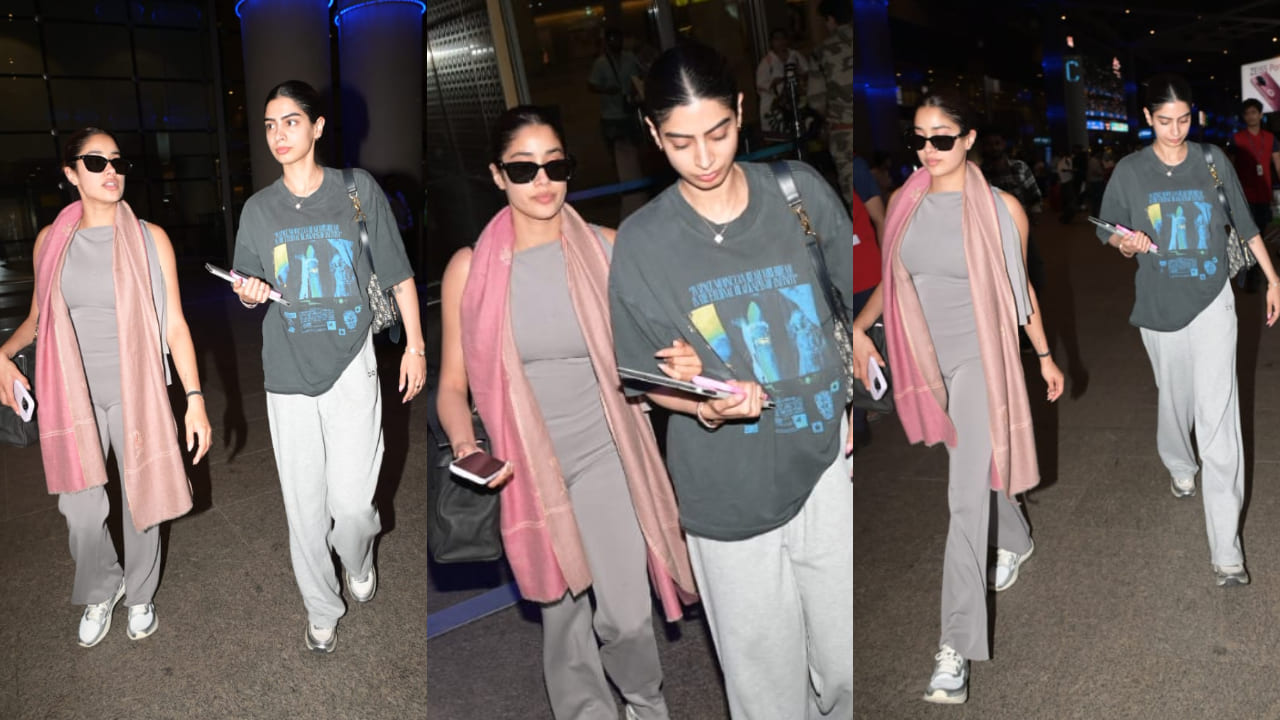Sisters Janhvi Kapoor and Khushi Kapoor rock matching shoes with two differently styled airport looks