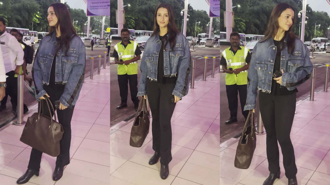 Triptii Dimri exudes biker girl energy in dual-toned Miu Miu denim jacket and Rs 3,19,000 bag. PC: Bablu