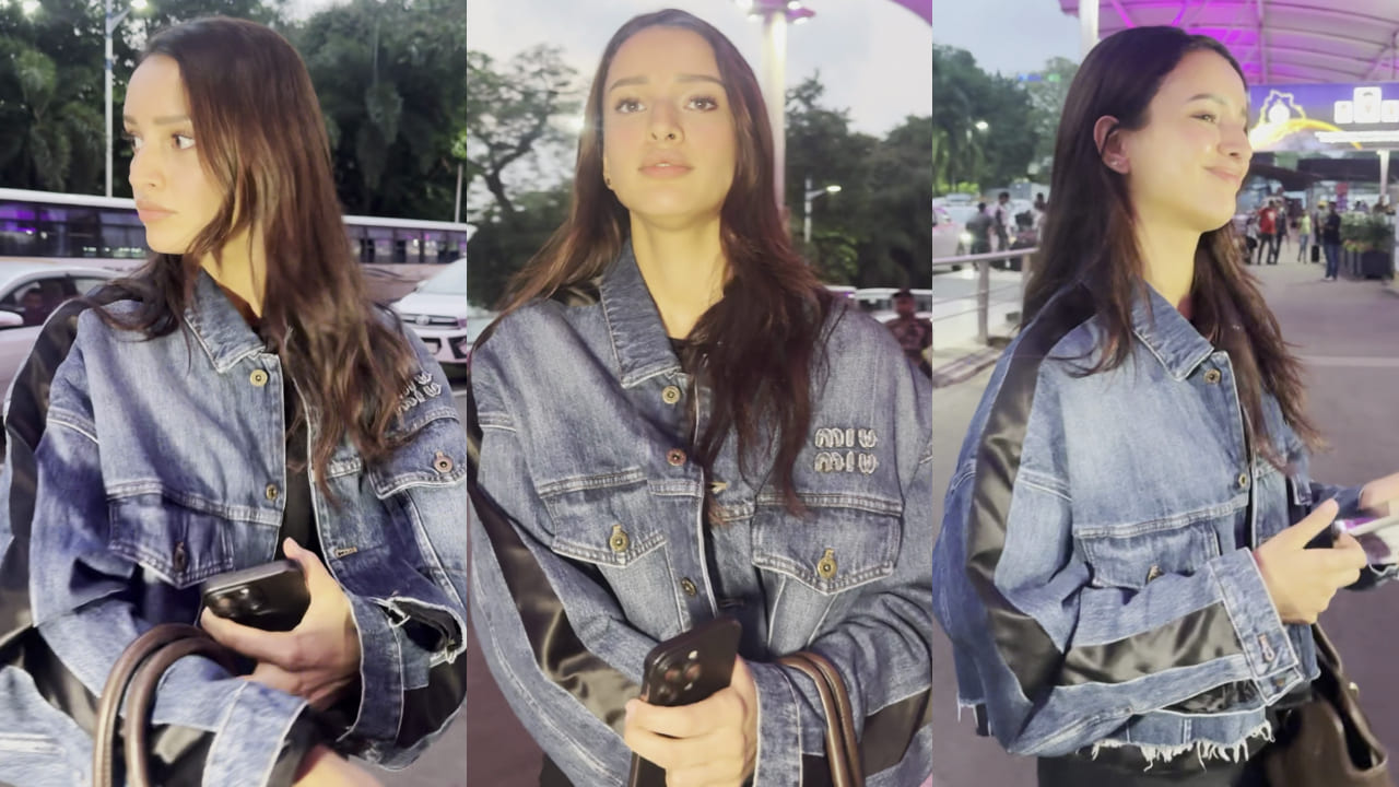 Triptii Dimri exudes biker girl energy in dual-toned Miu Miu denim jacket and Rs 3,19,000 bag. PC: Bablu