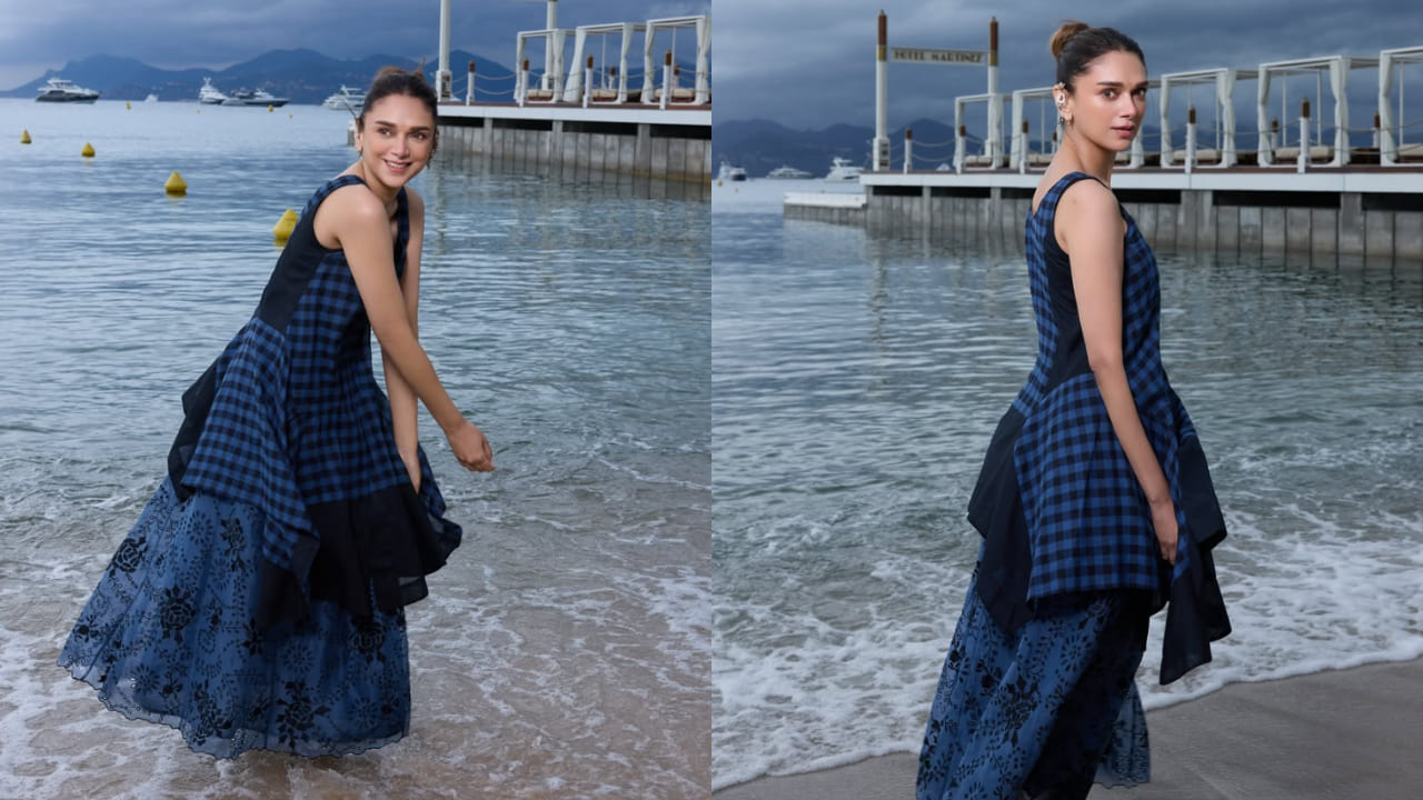 Aditi Rao Hydari gives 'Cham Cham' vibes wearing tunic top, sheer skirt and traditional payal to Cannes beach