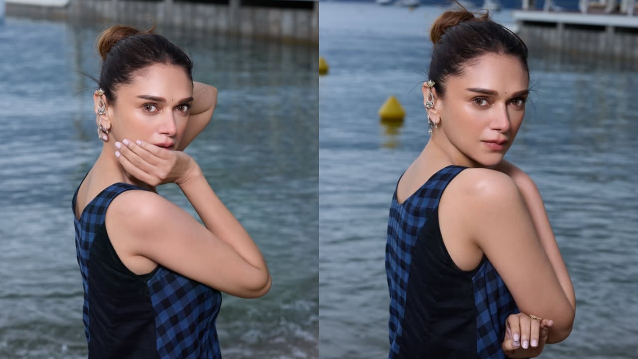 Aditi Rao Hydari gives 'Cham Cham' vibes wearing tunic top, sheer skirt and traditional payal to Cannes beach