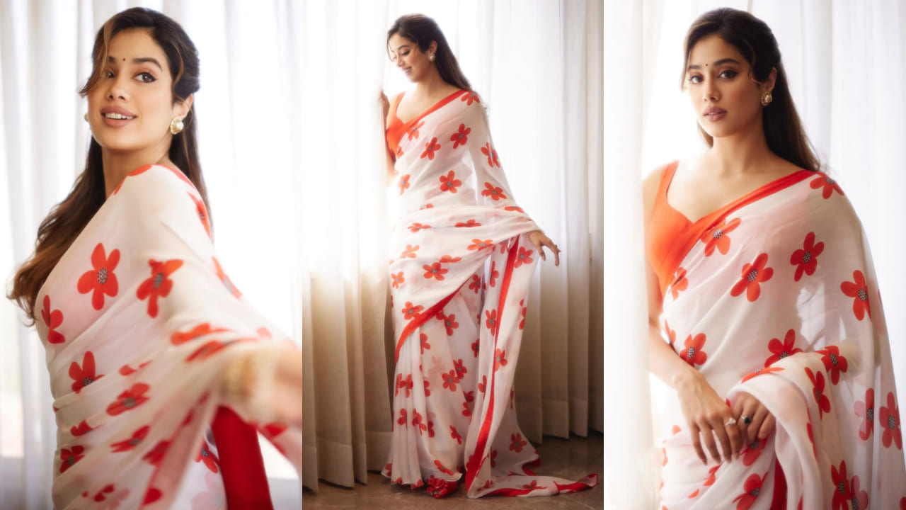 Janhvi Kapoor VS Kriti Sanon Fashion Face-off: Who pulled off white and red saree with retro touch better? PC: Vansh Virmani