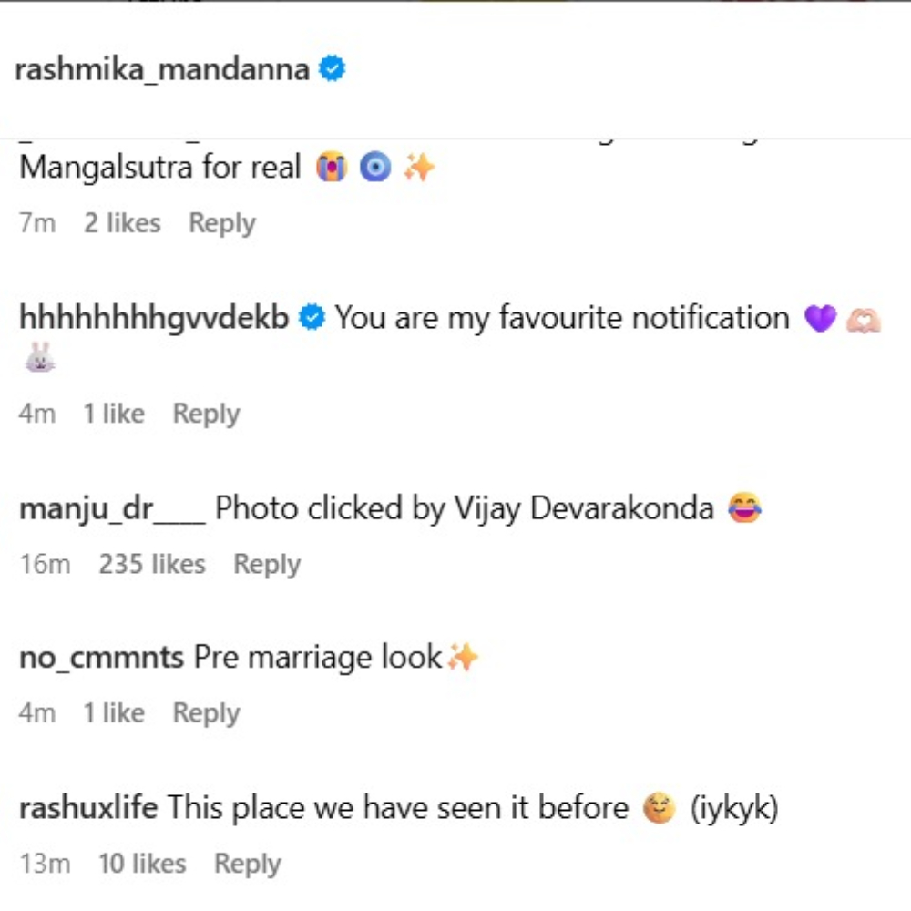 Netizens reaction to Rashmika Mandanna's new post (PC:Instagram)