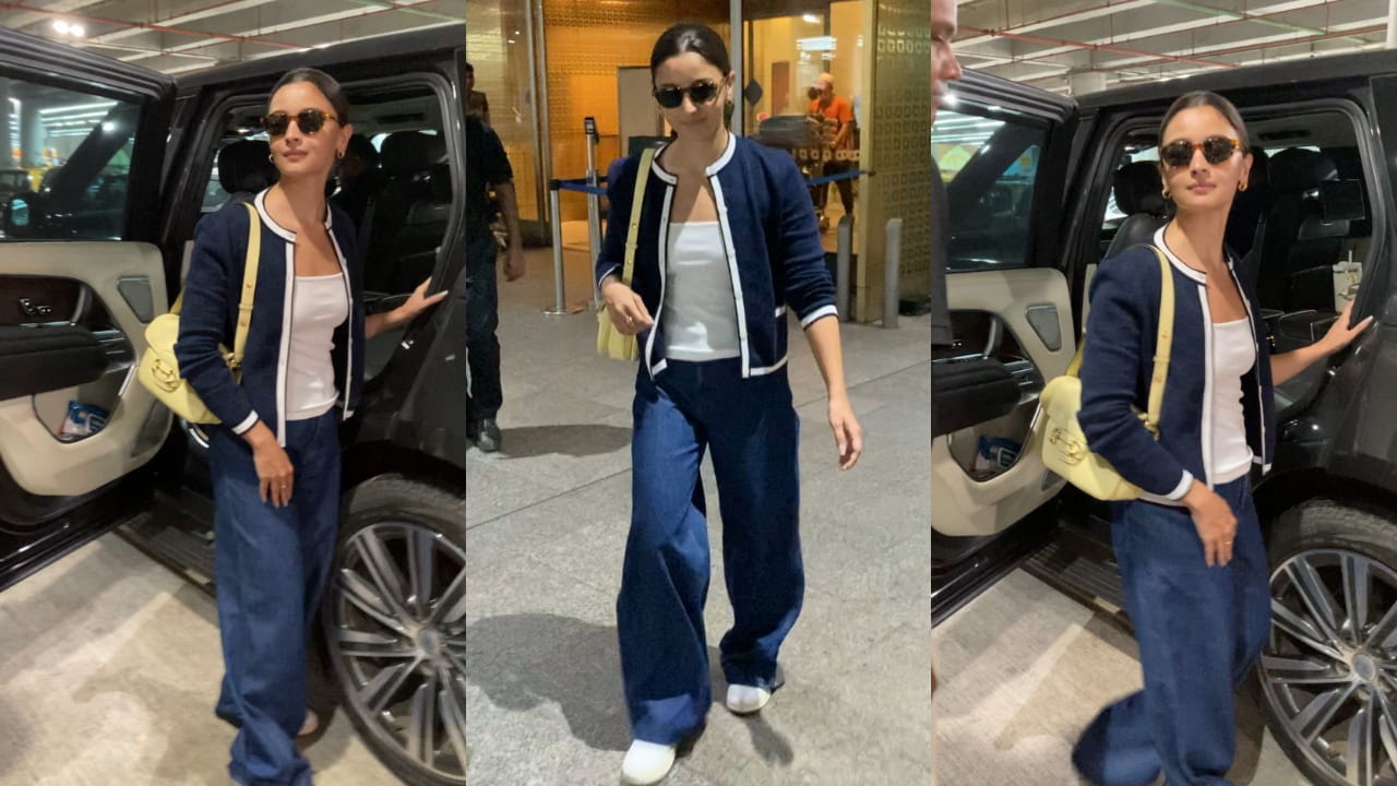 Alia Bhatt returns from Cannes sporting Rs 1,64,848 blue cardigan and yellow shoulder bag at Mumbai airport