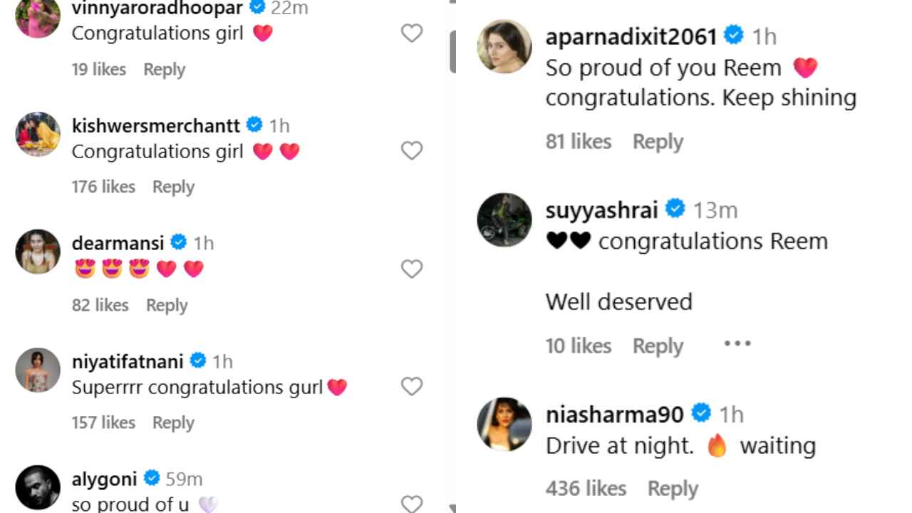 Here are comments by celebrities who congratulated Reem