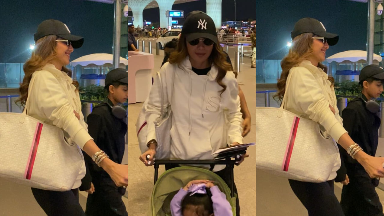 Airport look: Shilpa Shetty styles her white hoodie with limited edition bag and cool sunglasses