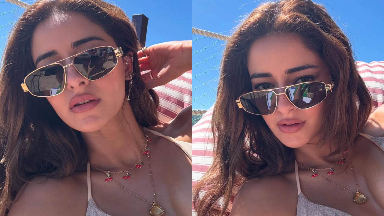 Ananya Panday styles bikini with cherry neckpiece and sunglasses —Beach Goals