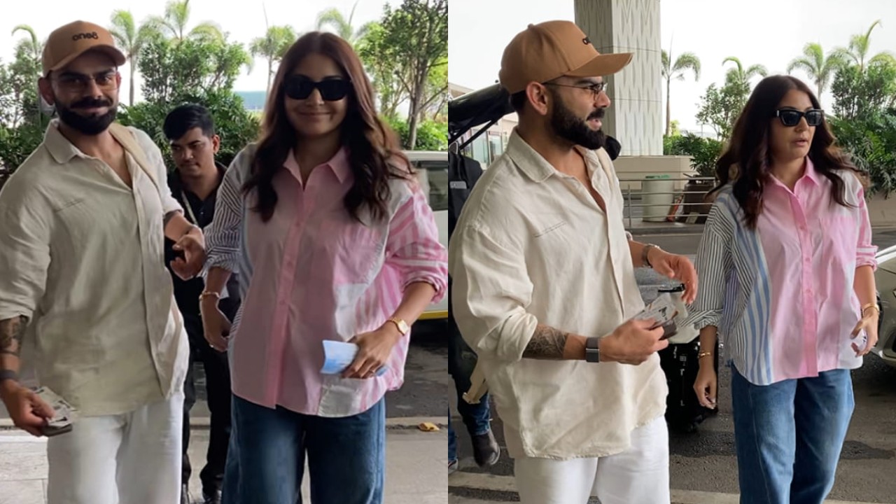 Travel Look: Virat Kohli and Anushka Sharma play it cool in oversized shirts at Mumbai airport (PC: APH Images) Virat Kohli and Anushka Sharma