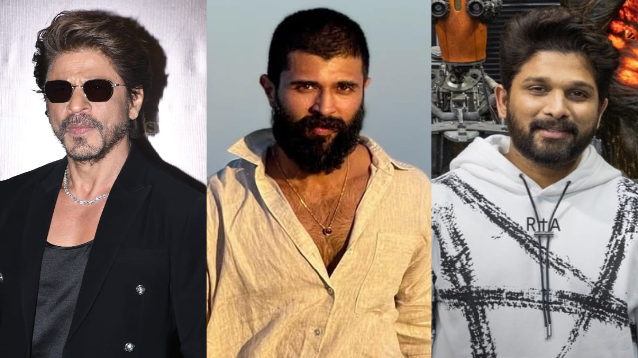 Allu Arjun and Shah Rukh Khan should collaborate for a movie, says Vijay Deverakonda as he compares their box office power (PC: Pinkvilla, Vijay Deverakonda on IG, Sun Pictures X) Pinkvilla, Vijay Deverakonda on IG, Sun Pictures X
