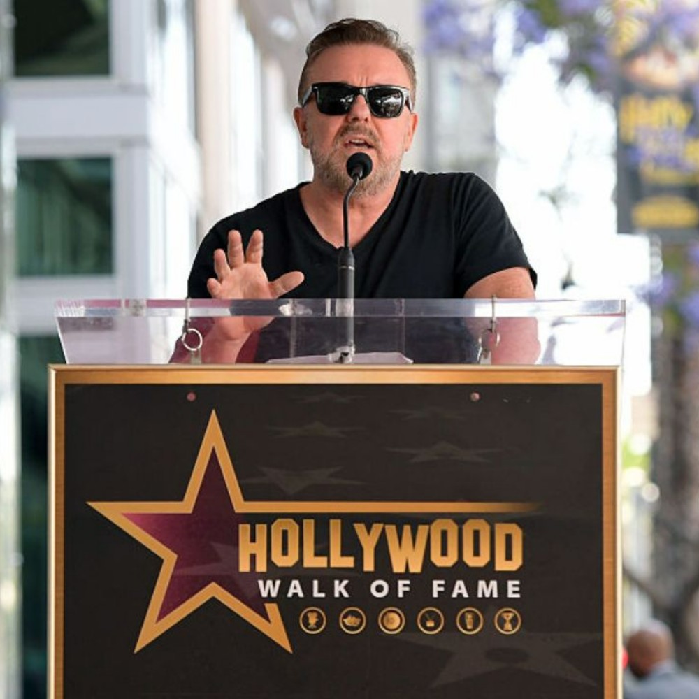 Ricky Gervais Honored with Walk of Fame Star, Sparks Controversy with Sarcastic Speech