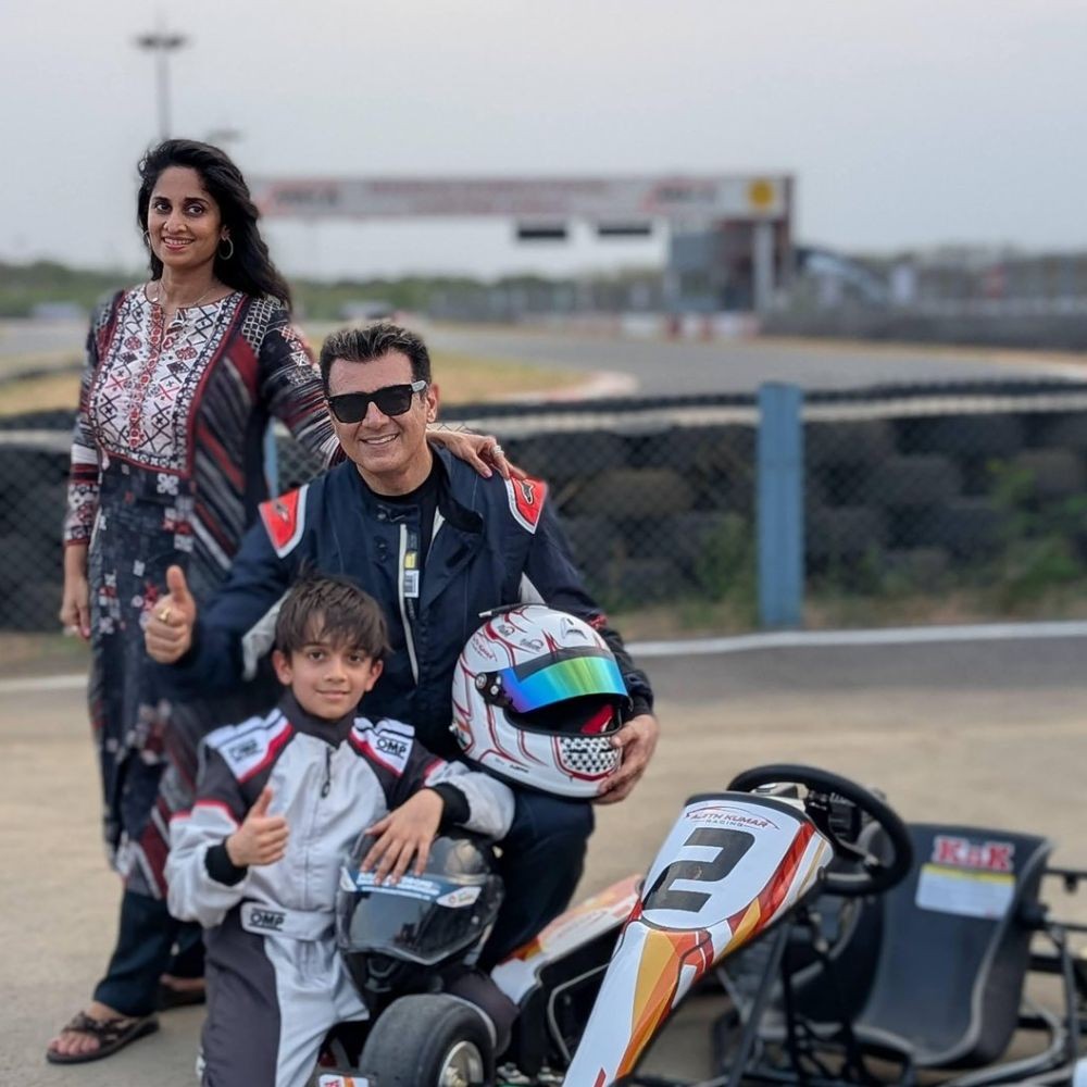 Ajith Kumar enjoys go-karting with wife Shalini and son Aadvik; meets F1 racer Narain Karthikeyan