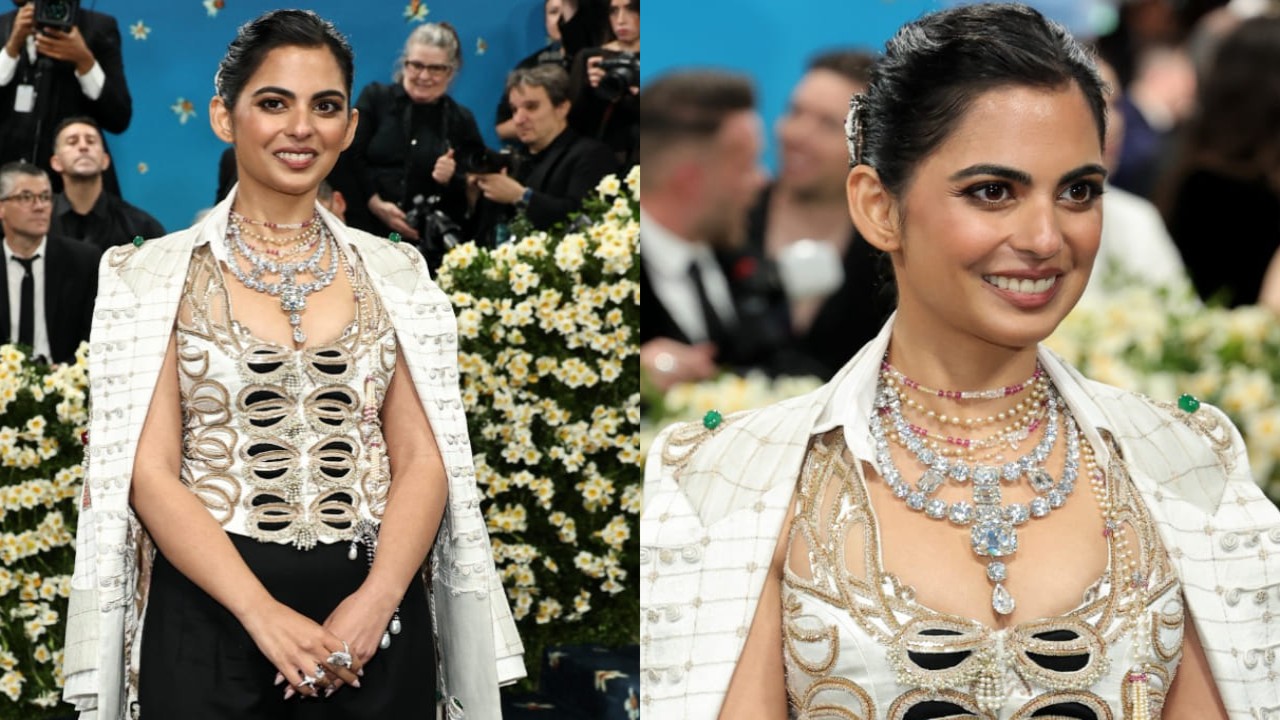 Isha Ambani wears mom Nita Ambani’s ‘khandani’ jewelry to MET Gala 2025. PC: Getty Images Isha Ambani