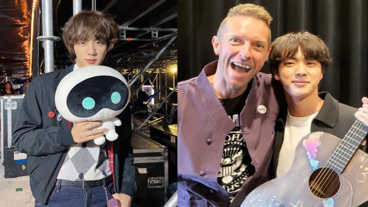 Jin with Wootteo, Chris Martin With Bts Jin: Credits Wootteo Instagram and BTS X Jin with Wootteo, Chris Martin With Bts Jin: Credits Wootteo Instagram and BTS X