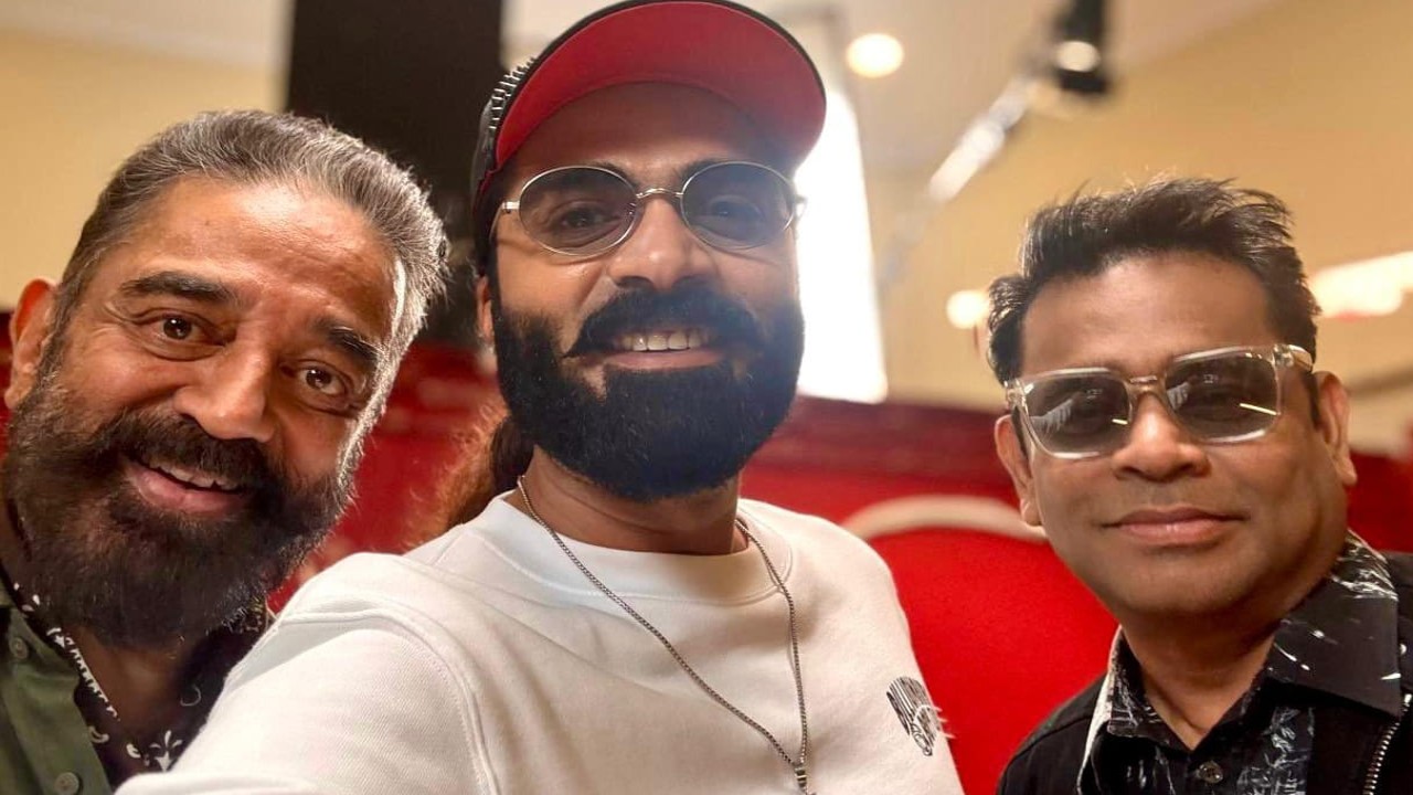 Silambarasan calls himself ‘student’ dropping selfie with Kamal Haasan and AR Rahman (PC: Silambarasan TR, X) Silambarasan calls himself ‘student’ dropping selfie with Kamal Haasan and AR Rahman
