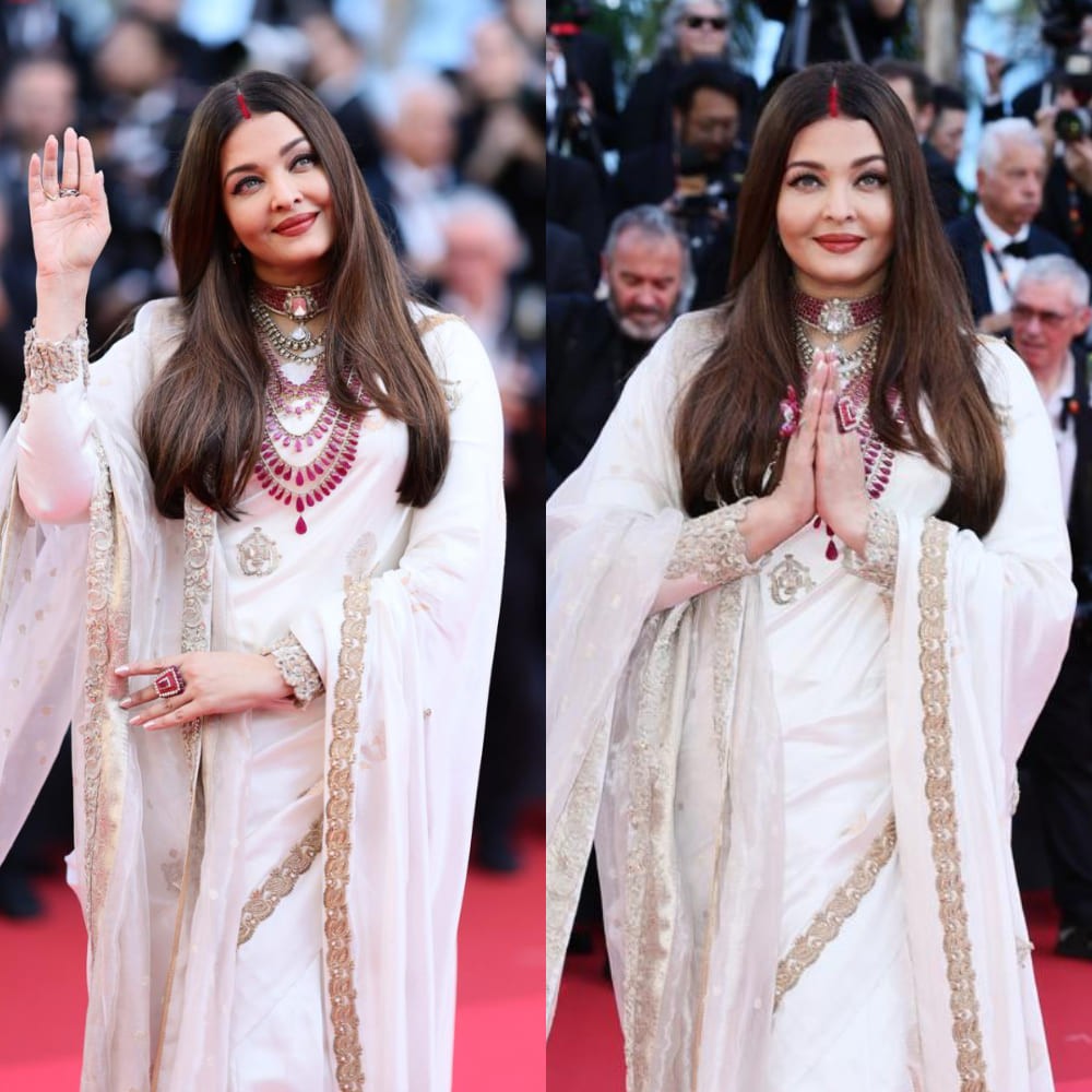 Aishwarya Rai Bachchan wears Manish Malhotra saree and sindoor at Cannes Film Festival red carpet, proves she's queen