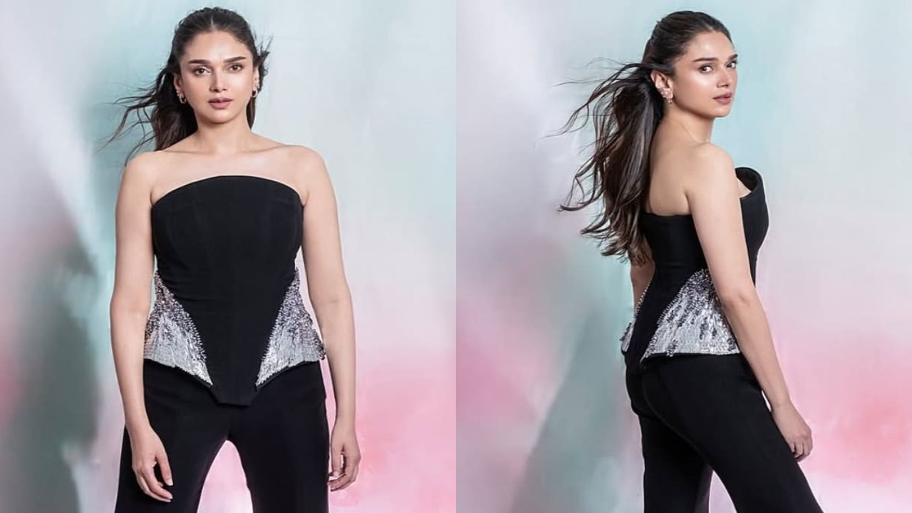 Aditi Rao Hydari pairs Rs 90,000 black peplum top with flared trousers, it’s the ultimate party style COMBO to save ASAP (PC: Aditi Rao Hydari IG) Aditi Rao Hydari