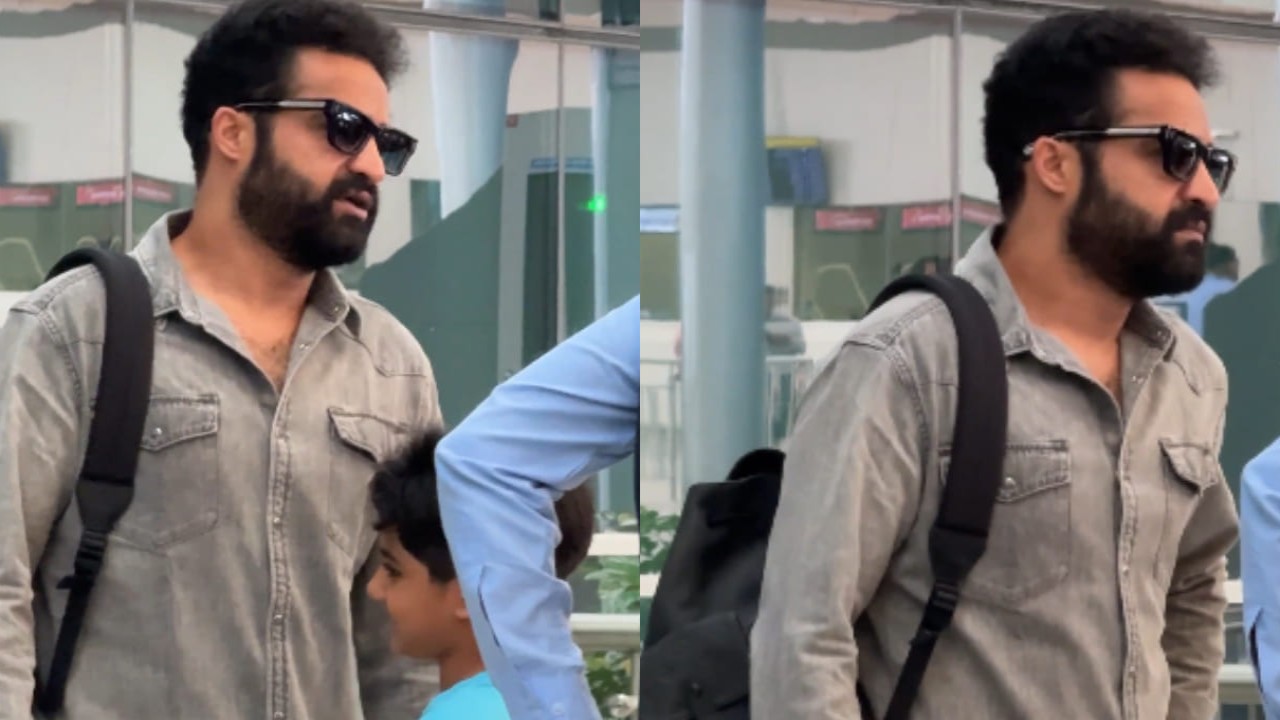 Jr NTR spotted in his new casual look along with son Bhargav Ram (PC: Kamlesh Nand) Jr NTR spotted in his new casual look along with son Bhargav Ram