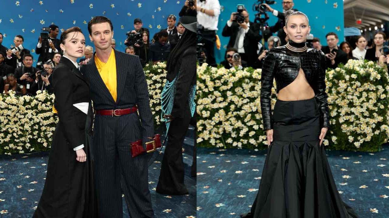 Aimee Lou Wood, Patrick Schwarzenegger, and Miley Cyrus via Getty Images Getty Images