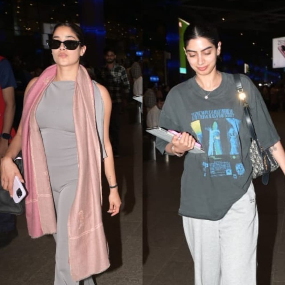 Sisters Janhvi Kapoor and Khushi Kapoor rock matching shoes with two differently styled airport looks