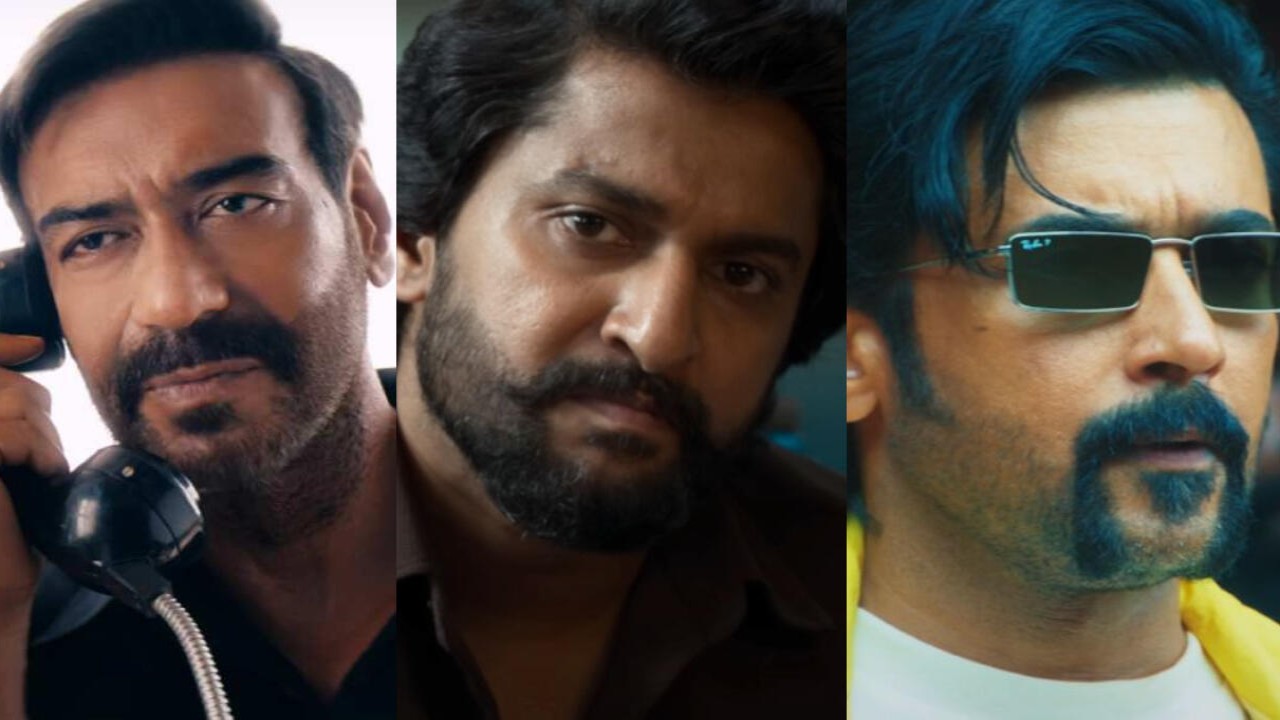 Raid 2 emerges the number one pick for Indian audiences this May Day, followed by Hit 3 and Retro (Credit: T-Series, Unanimous, Stone Bench) Ajay Devgn, Nani, Suriya