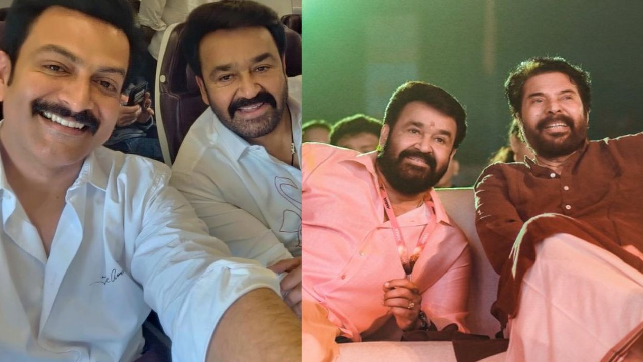 Mohanlal’s 65th birthday (PC: Prithviraj Sukumaran IG, Mammootty on X) Mohanlal’s 65th birthday