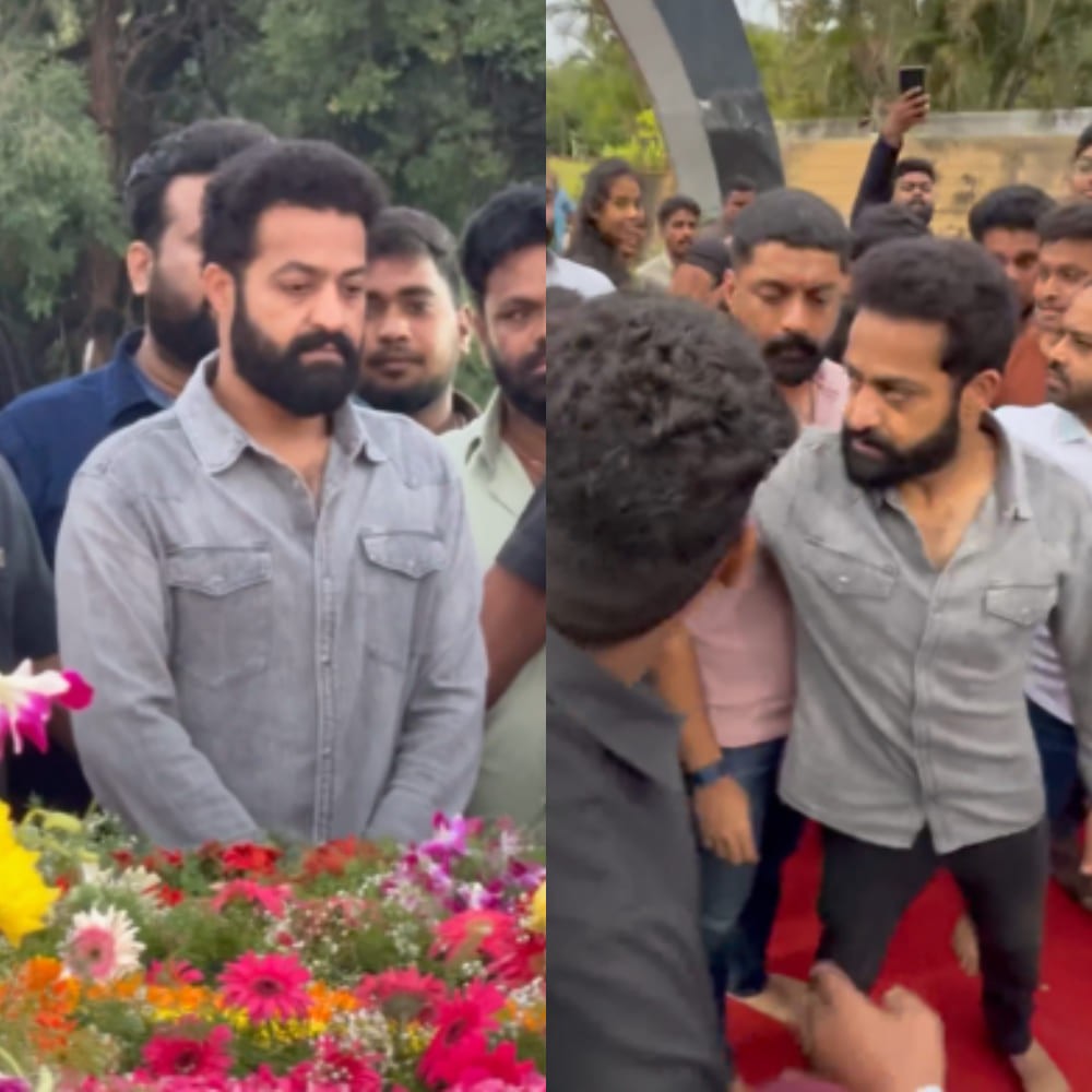 WATCH: Jr NTR gets mobbed by huge crowd as he offers prayers, pays tribute to grandfather NT Rama Rao on birth anniversary