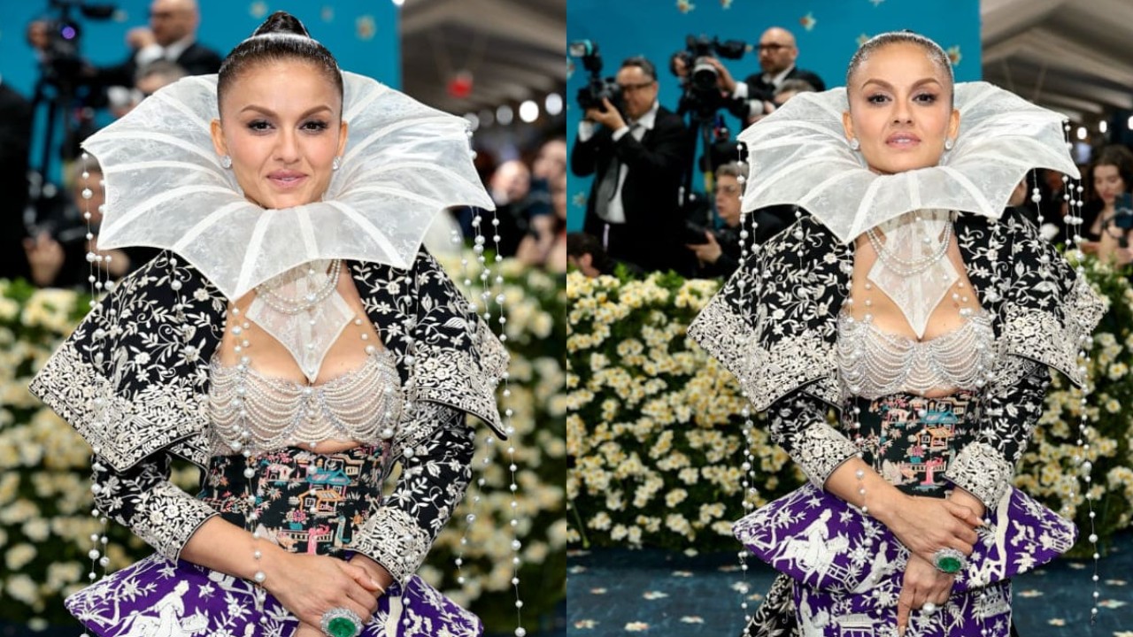 Met Gala 2025: Natasha Poonawalla carries Rs 7,51,380 Chanel bag with Parsi Gara embroidered custom Manish Malhotra outfit (PC: Getty Images) Natasha Poonawalla