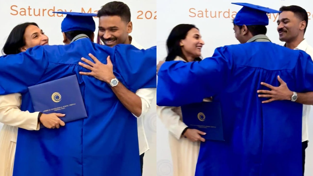 Dhanush and Aishwaryaa Rajinikanth beam with pride as son Yatra graduates (PC: Dhanush, IG) Dhanush and Aishwaryaa Rajinikanth beam with pride as son Yatra graduates