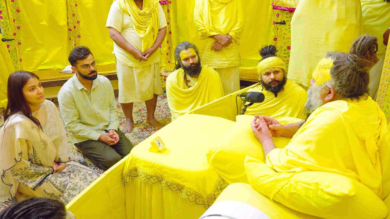 Premanand Ji Maharaj’s 5 life-changing lessons given to celebrities Virat Kohli, Anushka Sharma, Hema Malini. PC: APH Images Premanand Ji Maharaj, Virat Kohli, Anushka Sharma