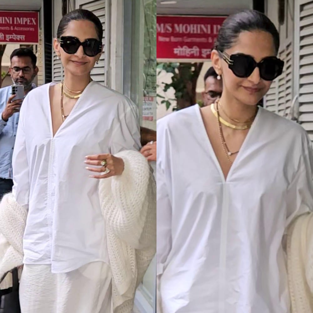 Sonam Kapoor wears mangalsutra with white cotton outfit and Dior bag worth Rs 3,60,000 on anniversary date with Anand Ahuja