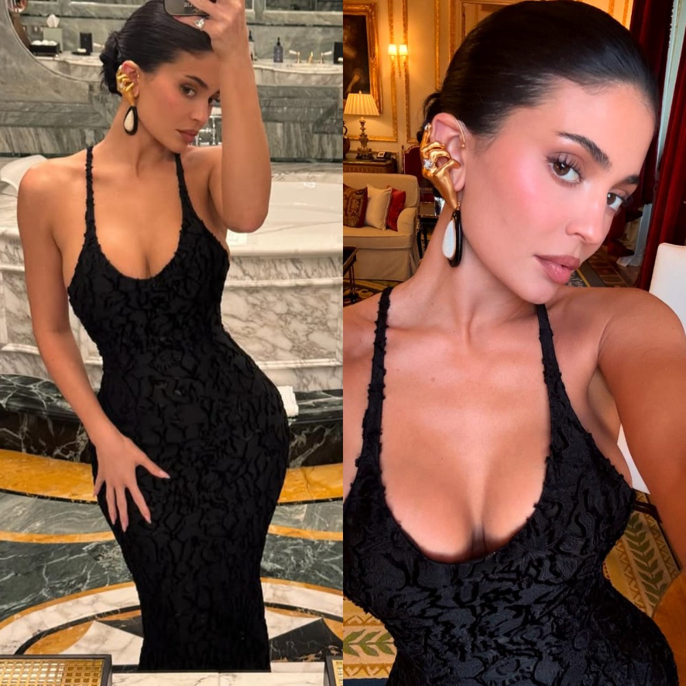 Kylie Jenner pairs golden claw-hand earring with plunging neckline maxi dress and it’s HOT plus quirky 