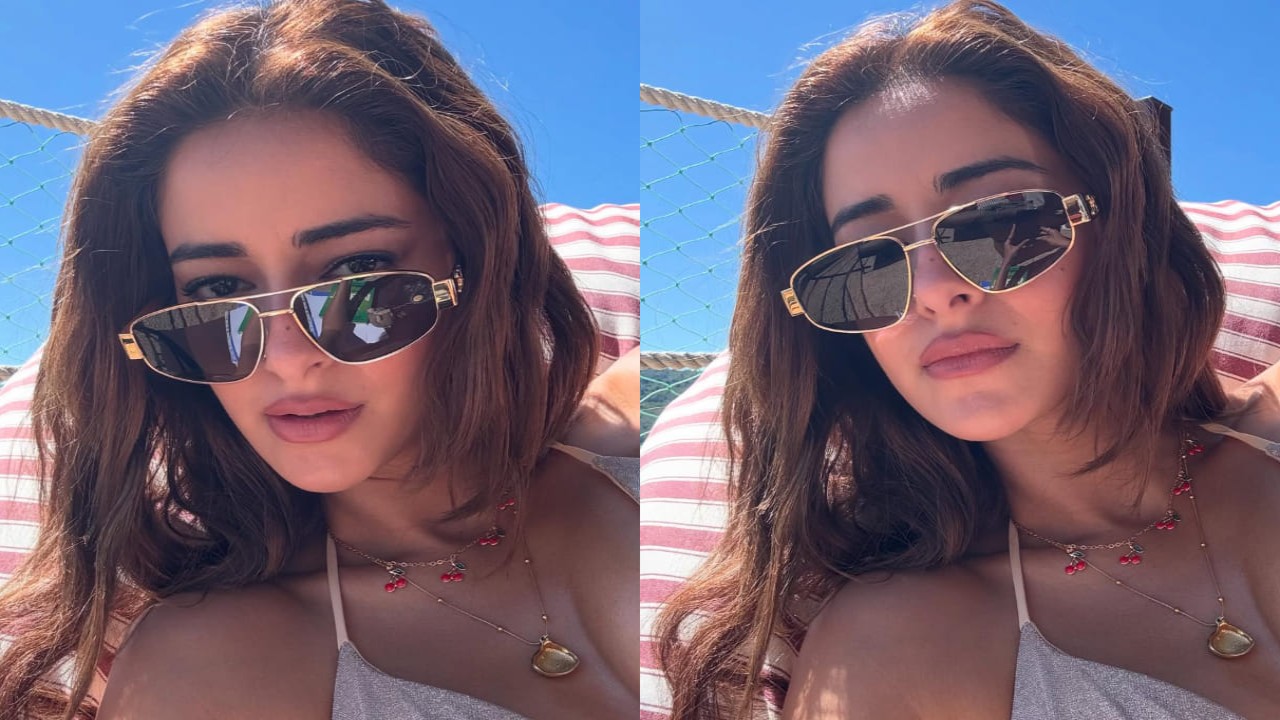 Ananya Panday styles bikini with cherry neckpiece and sunglasses—Beach Goals (PC: Ananya Panday IG) Ananya Panday