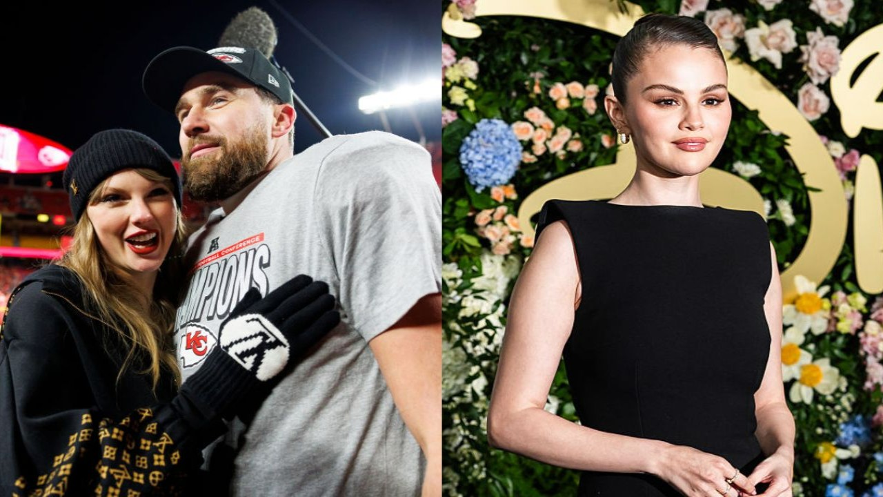 Taylor Swift, Travis Kelce, and Selena Gomez (Getty Images) Taylor Swift, Travis Kelce, and Selena Gomez (Getty Images)
