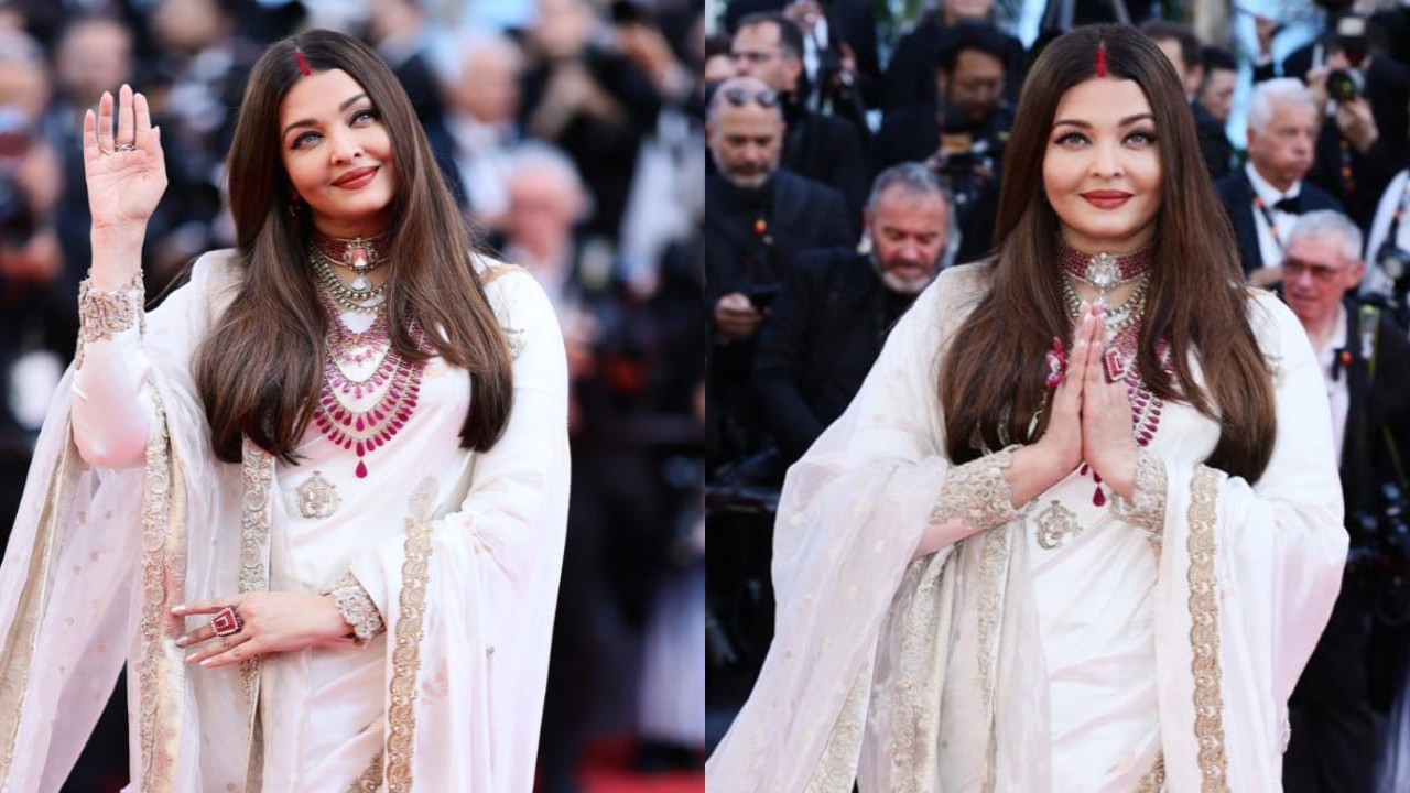 Aishwarya Rai Bachchan wears Manish Malhotra saree and sindoor at Cannes Film Festival red carpet, proves she's queen (PC: Getty Images) Aishwarya Rai Bachchan