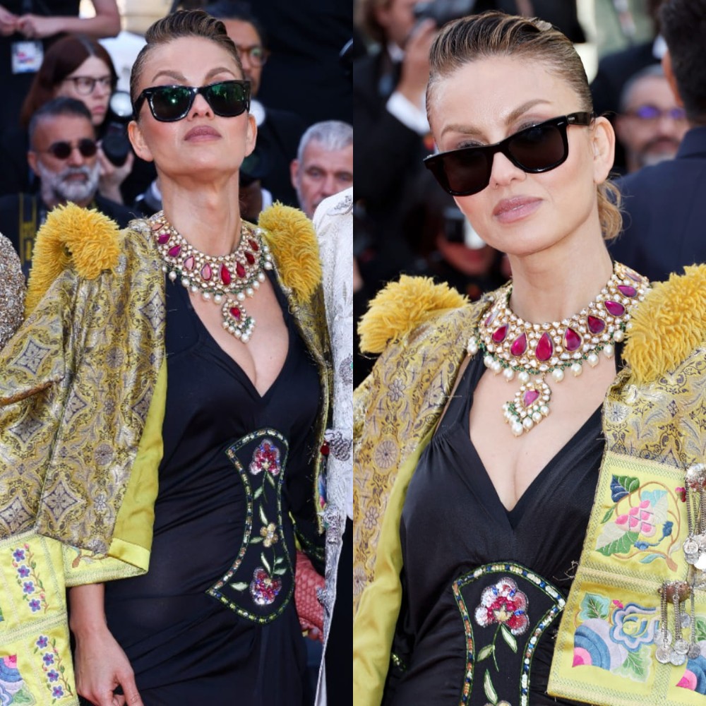 Natasha Poonawalla's iconic Cannes Film Festival 2025 red carpet look with 'Rani Haar' transforms her black Dior dress