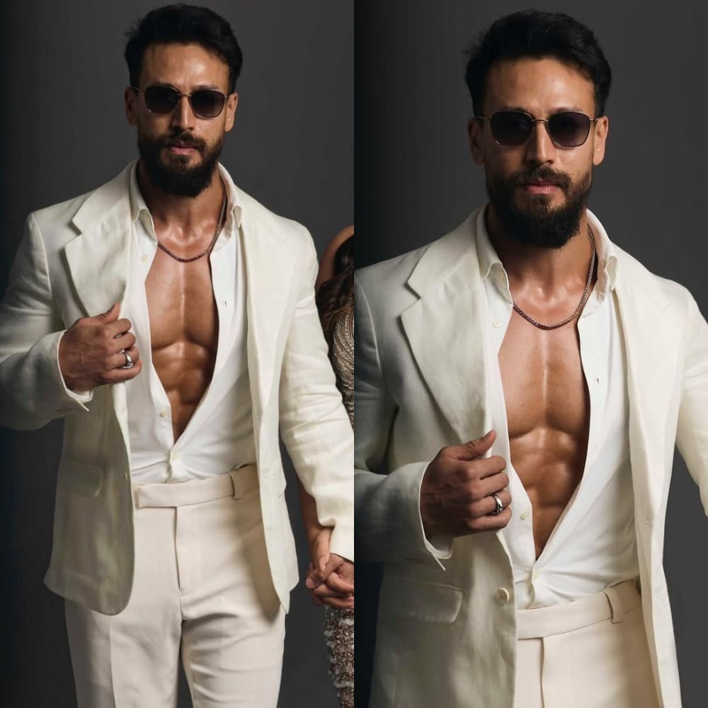 Tiger Shroff flaunts his abs in barely buttoned white shirt and blazer look, it's too hot to handle