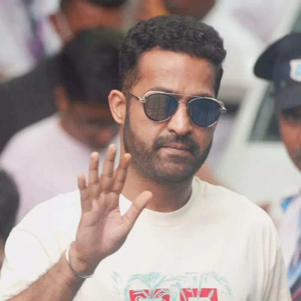 Jr NTR twins in white with sons Abhay and Bhargav as he gets spotted at Mumbai airport with wife Lakshmi