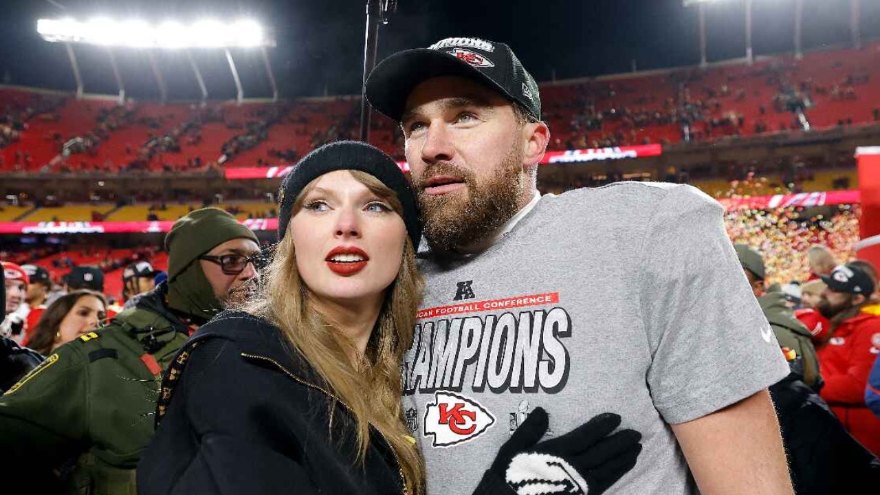 Taylor Swift and Travis Kelce via Getty Images Getty Images