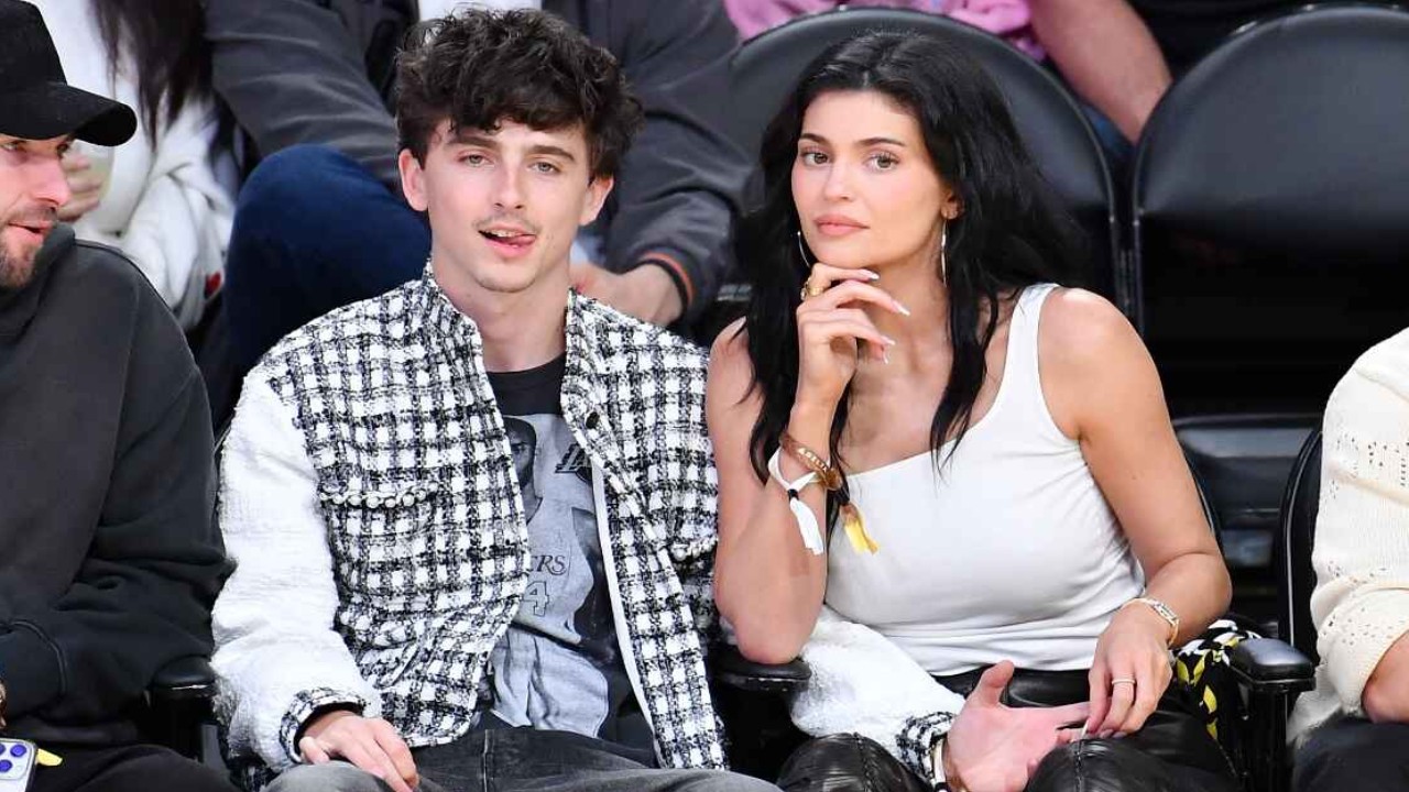 Timothee Chalamet and Kylie Jenner via Getty Images Getty Images
