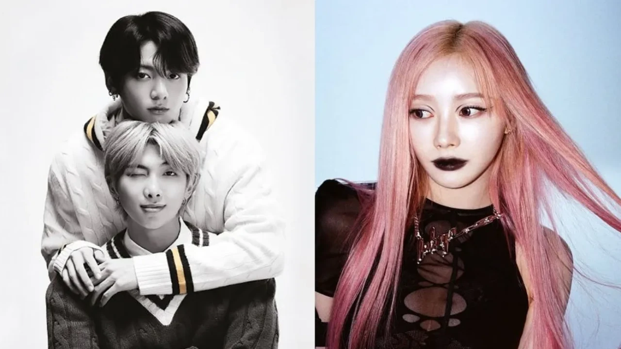 Jungkook and RM, Giselle: courtesy of BTS' Instagram, aespa's Instagram