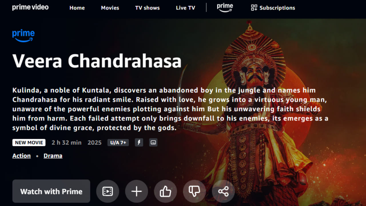 Veera Chandrahasa on Prime Video