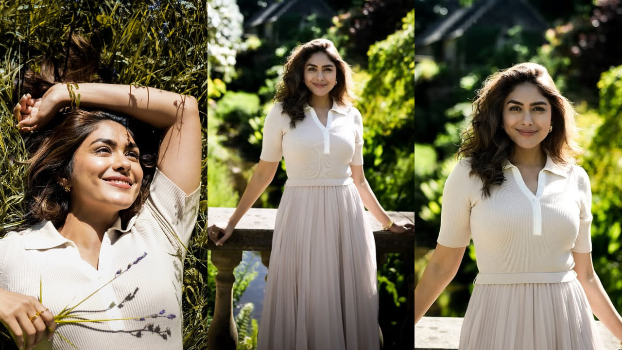 Mrunal Thakur is obsessed with Korean fashion as she sunbathes in ribbed knit top and pleated skirt