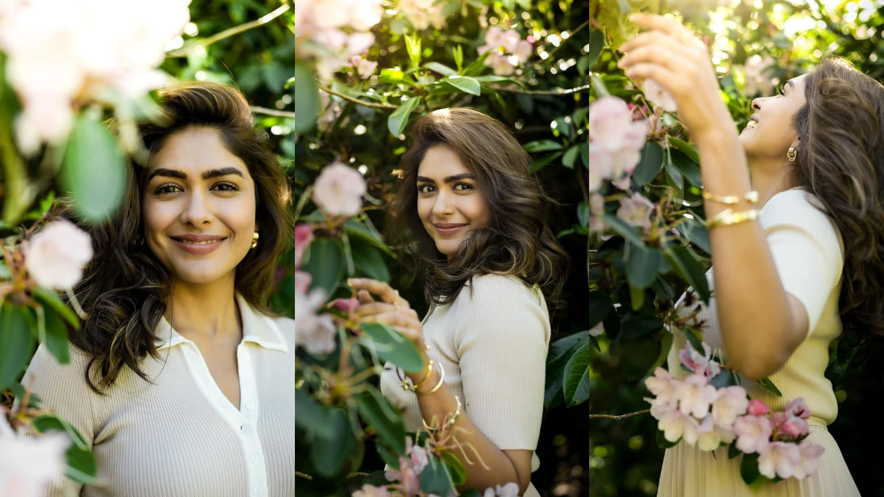 Mrunal Thakur is obsessed with Korean fashion as she sunbathes in ribbed knit top and pleated skirt