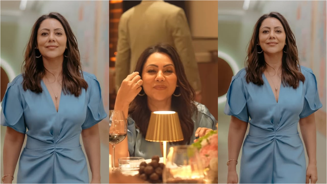Gauri Khan’s Rs 97,998 V-neck blue midi-dress serves as the ultimate dinner date night inspo