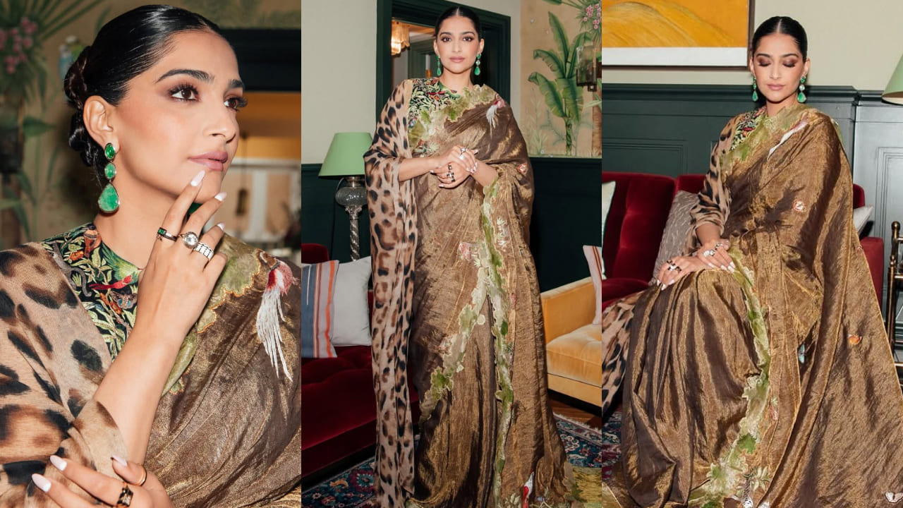 5 fusion saree ideas to steal from Sonam Kapoor’s wardrobe . PC: Dinesh Ahuja, Aviraj Singh, Moeez Ali, Sheldon Santos, The House Of Pixels, Sonam Kapoor IG