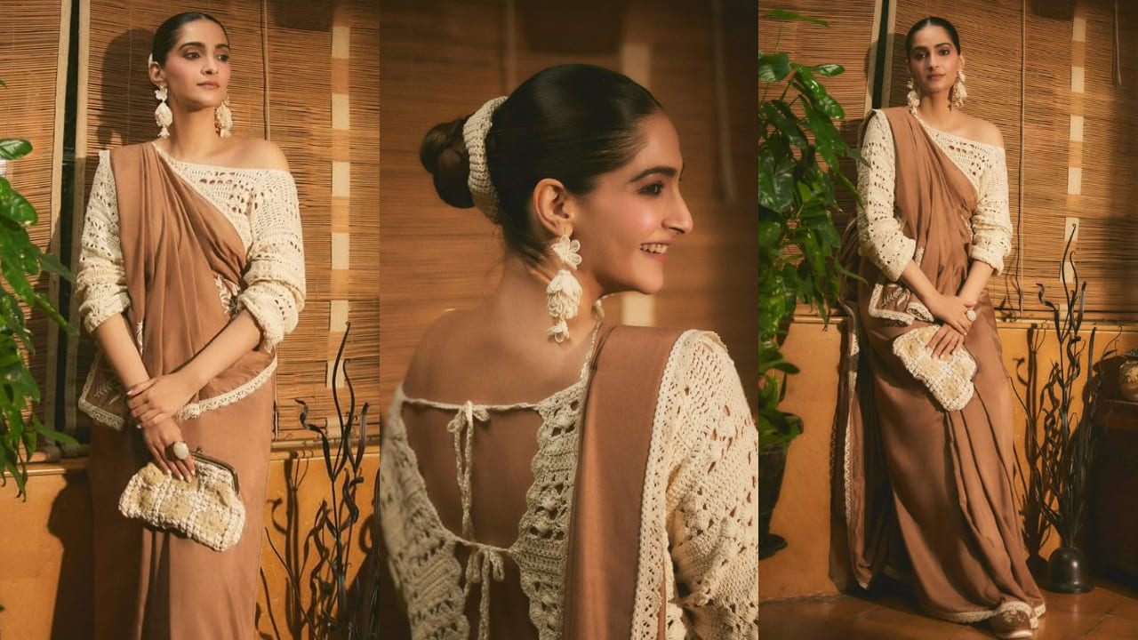 5 fusion saree ideas to steal from Sonam Kapoor’s wardrobe . PC: Dinesh Ahuja, Aviraj Singh, Moeez Ali, Sheldon Santos, The House Of Pixels, Sonam Kapoor IG