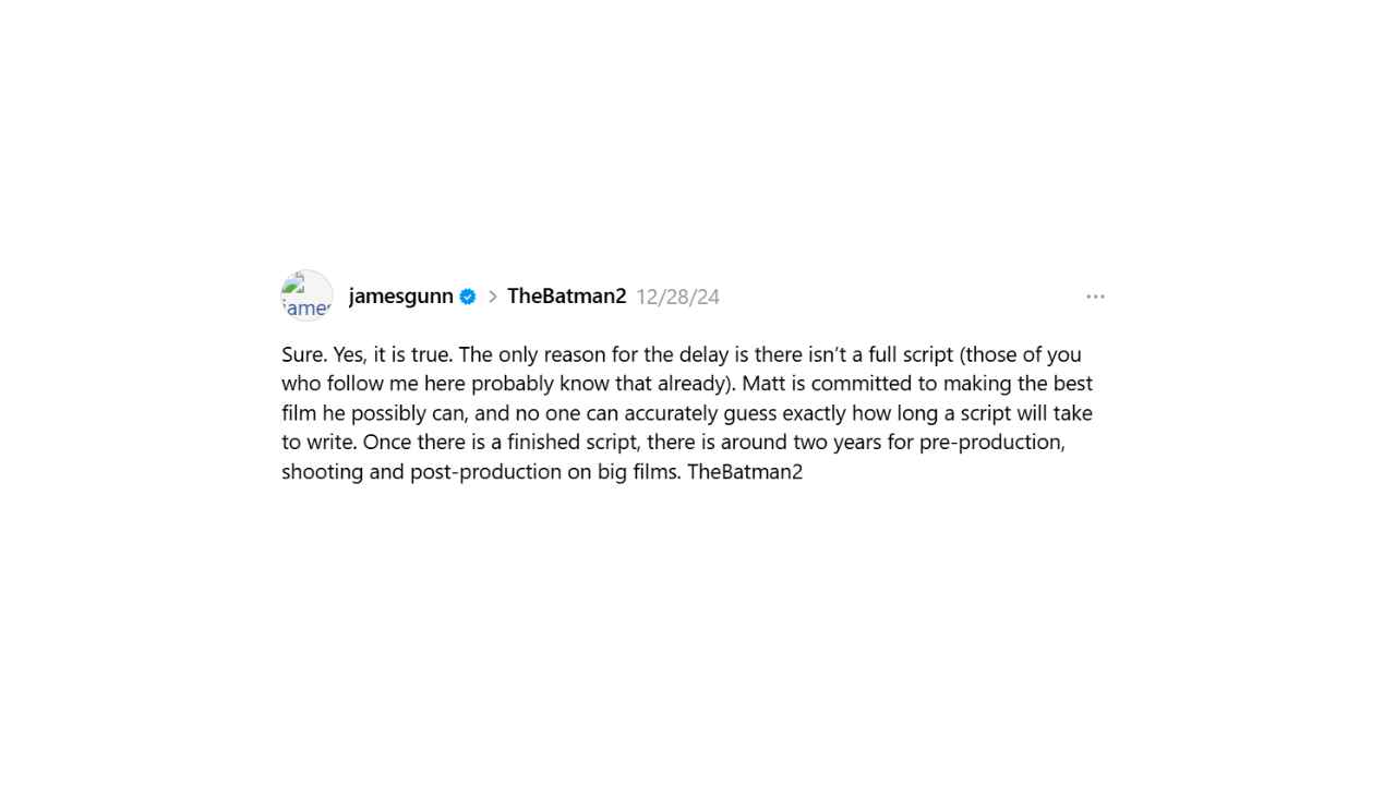 James Gunn's statements about Batman 2